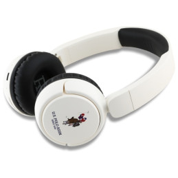 „US Polo DH“ spalvoto logotipo „Bluetooth“ ausinės ant ausies – baltos