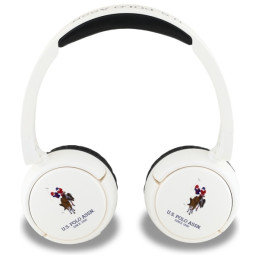 „US Polo DH“ spalvoto logotipo „Bluetooth“ ausinės ant ausies – baltos