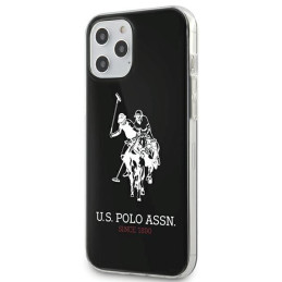 „US Polo“ blizgus didelio logotipo dėklas, skirtas „iPhone 12 / 12 Pro 6.1“ – juodas