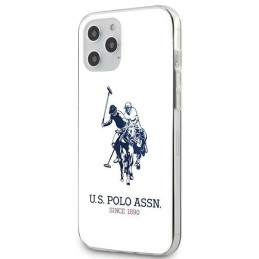 „US Polo“ blizgus didelio logotipo dėklas, skirtas „iPhone 12 / 12 Pro 6.1“ – baltas