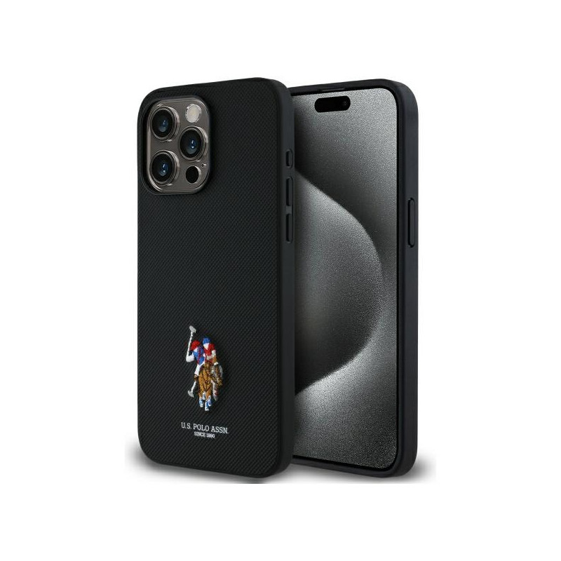 „US Polo“ siuvinėtas DH spalvotas dėklas, skirtas „iPhone 15 Pro Max 6.7“ – juodas