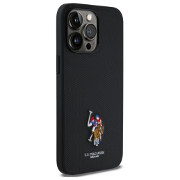 „US Polo“ siuvinėtas DH spalvotas dėklas, skirtas „iPhone 15 Pro Max 6.7“ – juodas