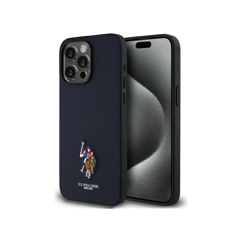 „US Polo“ siuvinėtas DH spalvos iPhone 15 Pro Max 6.7" dėklas – tamsiai mėlynas