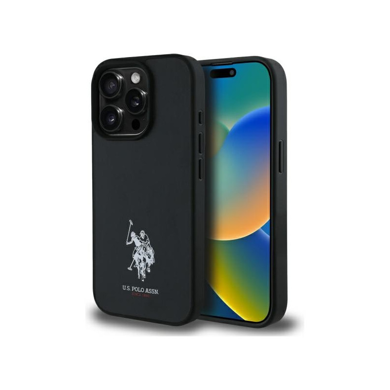 JAV polo odinis siuvinėtas DH spalvotas dėklas iPhone 15 Pro Max 6.7" – juodas