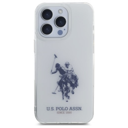 „US Polo“ blizgus didelis logotipas „iPhone 15 Pro Max 6.7“ dėklas – baltas