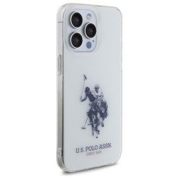 „US Polo“ blizgus didelis logotipas „iPhone 15 Pro Max 6.7“ dėklas – baltas