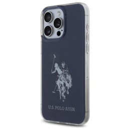 „US Polo“ blizgus didelio logotipo „iPhone 15 Pro Max 6.7“ dėklas – mėlynas