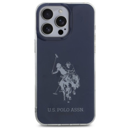 „US Polo“ blizgus didelio logotipo „iPhone 15 Pro Max 6.7“ dėklas – mėlynas