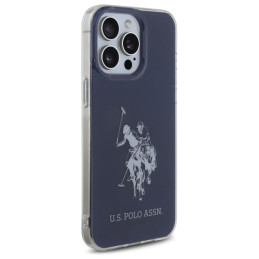 „US Polo“ blizgus didelio logotipo „iPhone 15 Pro Max 6.7“ dėklas – mėlynas