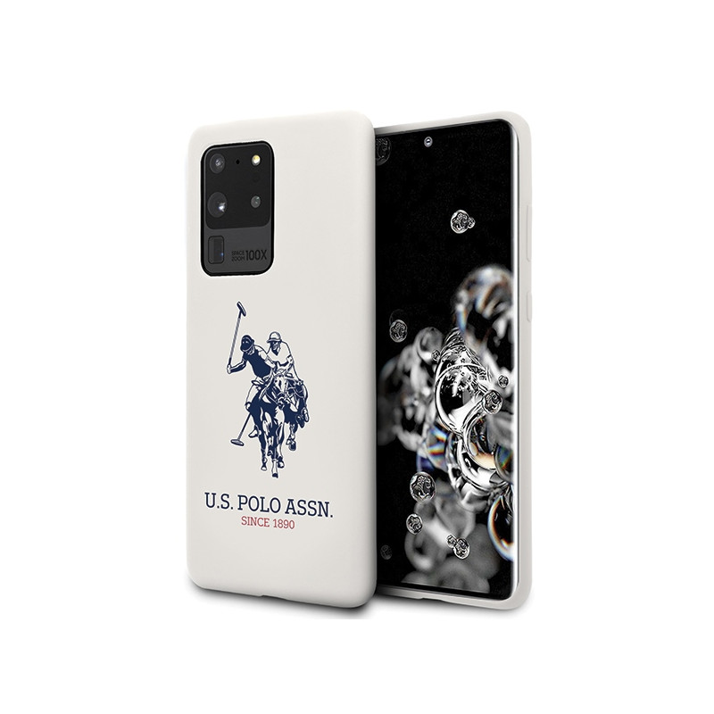 JAV „Polo“ silikoninis kolekcijos dėklas, skirtas „Samsung Galaxy S20 Ultra“ – baltas