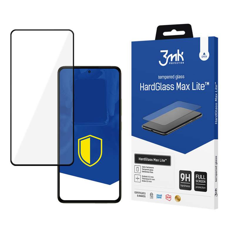 Grūdintas stiklas 3mk HardGlass Max Lite, juodas, skirtas Xiaomi Redmi Note 14 PRO / 14 PRO+ 5G