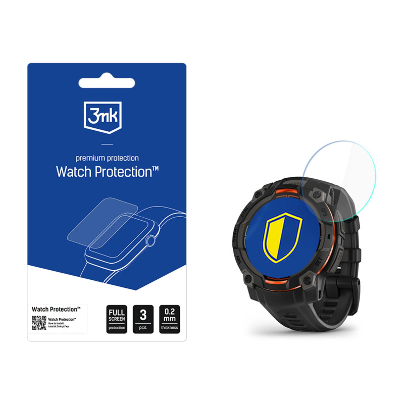 Išmaniojo laikrodžio ekrano apsauga 3mk „FlexibleGlass“, skirta „Garmin Instinct 3“ 45 mm (AMOLED, saulės energija varom...