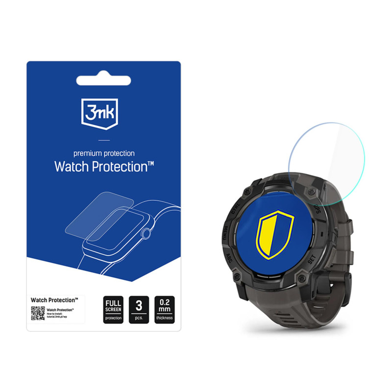 Išmaniojo laikrodžio ekrano apsauga 3mk „FlexibleGlass“, skirta „Garmin Instinct 3 50mm“ (AMOLED, saulės energija varoma...