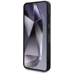 „Guess 4G“ foninis auksinis galvanizuoto bijūnų rašto „MagSafe“ dėklas, skirtas „Samsung Galaxy S25“, juodas