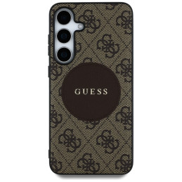 „Guess 4G Round Patch Classic Logo MagSafe“ dėklas, skirtas „Samsung Galaxy S25“, rudas