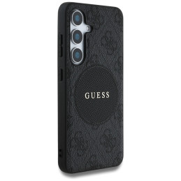 „Guess 4G Round Patch Classic Logo MagSafe“ dėklas, skirtas „Samsung Galaxy S25“, juodas