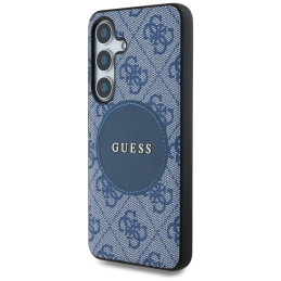 „Guess 4G Round Patch Classic Logo MagSafe“ dėklas, skirtas „Samsung Galaxy S25“, mėlynas