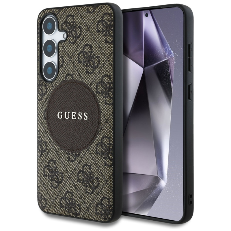 „Guess 4G Round Patch Classic Logo MagSafe“ dėklas, skirtas „Samsung Galaxy S25 Plus“, rudas