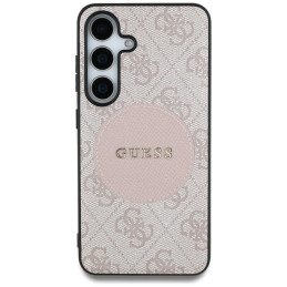 „Guess 4G Round Patch Classic Logo MagSafe“ dėklas, skirtas „Samsung Galaxy S25 Plus“, rožinis