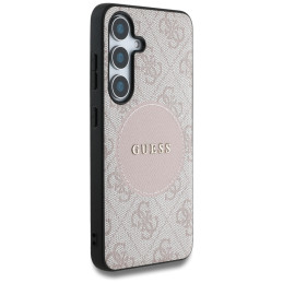„Guess 4G Round Patch Classic Logo MagSafe“ dėklas, skirtas „Samsung Galaxy S25 Plus“, rožinis