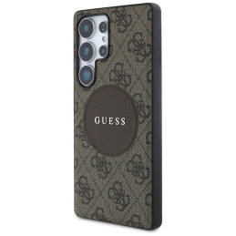 „Guess 4G Round Patch Classic Logo MagSafe“ dėklas, skirtas „Samsung Galaxy S25 Ultra“, rudas