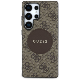 „Guess 4G Round Patch Classic Logo MagSafe“ dėklas, skirtas „Samsung Galaxy S25 Ultra“, rudas