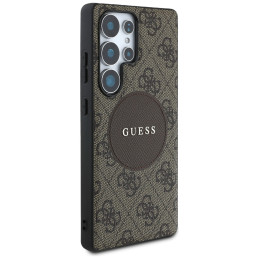 „Guess 4G Round Patch Classic Logo MagSafe“ dėklas, skirtas „Samsung Galaxy S25 Ultra“, rudas