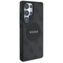 „Guess 4G Round Patch Classic Logo MagSafe“ dėklas, skirtas „Samsung Galaxy S25 Ultra“, juodas