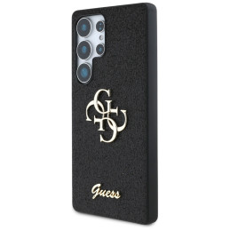 „Guess“ fiksuoto blizgučių dizaino metalinis dėklas „Samsung Galaxy S25 Ultra“, juodas