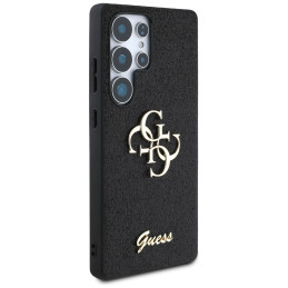 „Guess“ fiksuoto blizgučių dizaino metalinis dėklas „Samsung Galaxy S25 Ultra“, juodas