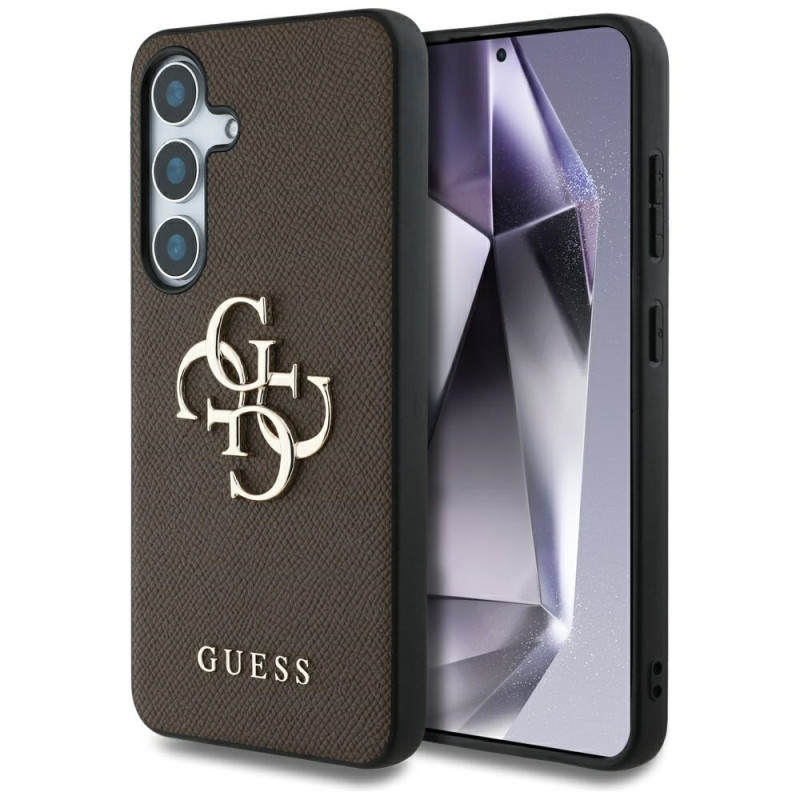 „Guess Grained Big 4G Logo Small Classic“ dėklas su logotipu, skirtas „Samsung Galaxy S25 Plus“, rudas