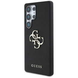 „Guess Grained Big 4G Logo Small Classic“ dėklas „Samsung Galaxy S25 Ultra“ su juodu logotipu