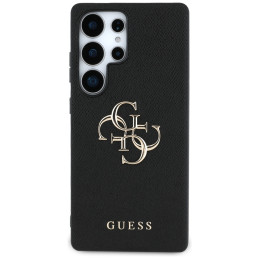 „Guess Grained Big 4G Logo Small Classic“ dėklas „Samsung Galaxy S25 Ultra“ su juodu logotipu