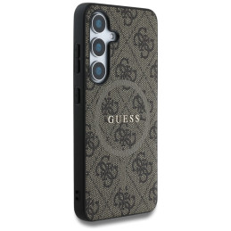 „Guess“ odinis 4G spalvotas žiedas su klasikiniu logotipu, „MagSafe“ dėklas „Samsung Galaxy S25“, rudas