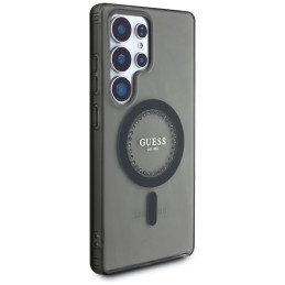 „Guess“ klasikinio logotipo „MagSafe“ dėklas „Samsung Galaxy S25 Ultra“ – juodas