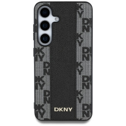 DKNY odinis languoto rašto „MagSafe“ dėklas, skirtas „Samsung Galaxy S25“, juodas