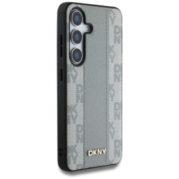 DKNY odinis languoto rašto „MagSafe“ dėklas, skirtas „Samsung Galaxy S25“, pilkšvas