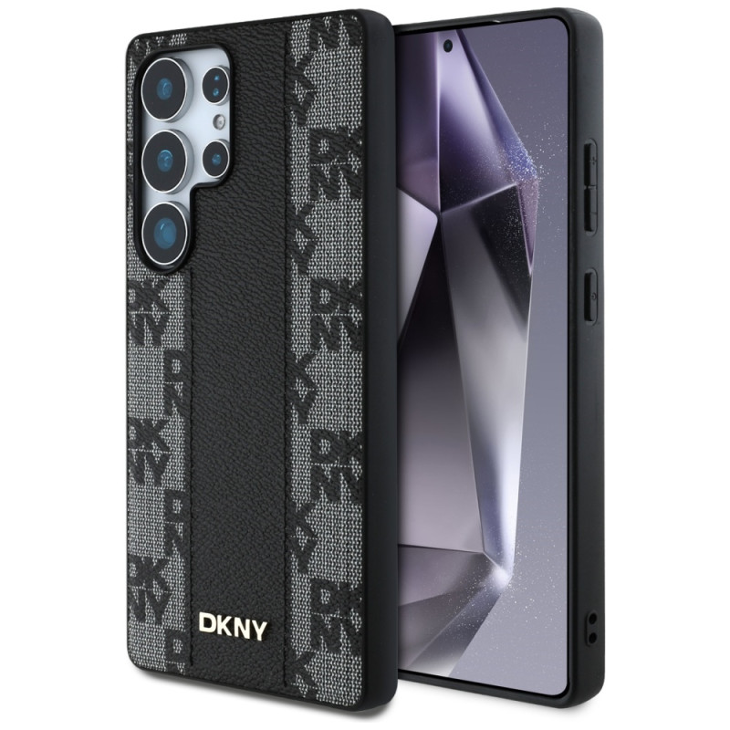 DKNY odinis languoto rašto „MagSafe“ dėklas, skirtas „Samsung Galaxy S25 Ultra“, juodas