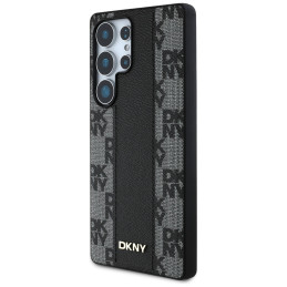 DKNY odinis languoto rašto „MagSafe“ dėklas, skirtas „Samsung Galaxy S25 Ultra“, juodas
