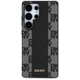 DKNY odinis languoto rašto „MagSafe“ dėklas, skirtas „Samsung Galaxy S25 Ultra“, juodas