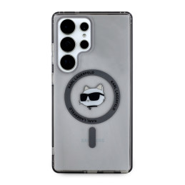 Karl Lagerfeld „Button Choupette Head“ spausdinto logotipo „MagSafe“ dėklas „Samsung Galaxy S25 Ultra“ juodas
