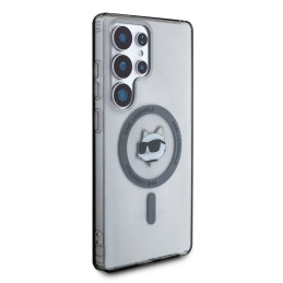 Karl Lagerfeld „Button Choupette Head“ spausdinto logotipo „MagSafe“ dėklas „Samsung Galaxy S25 Ultra“ juodas