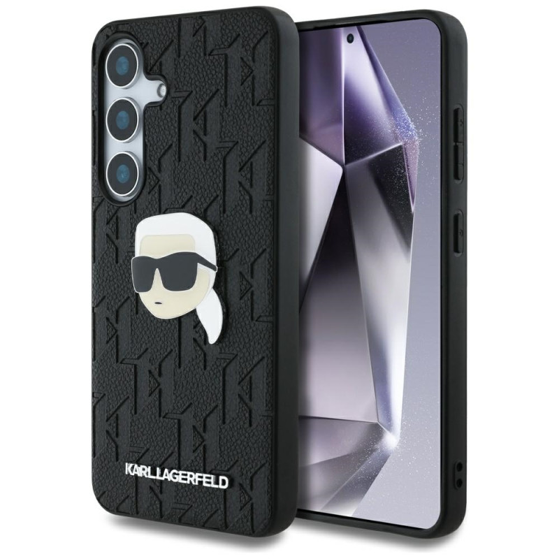 Karl Lagerfeld odinis monograminis segtukas Karl Head dėklas Samsung Galaxy S25 Plus juodas