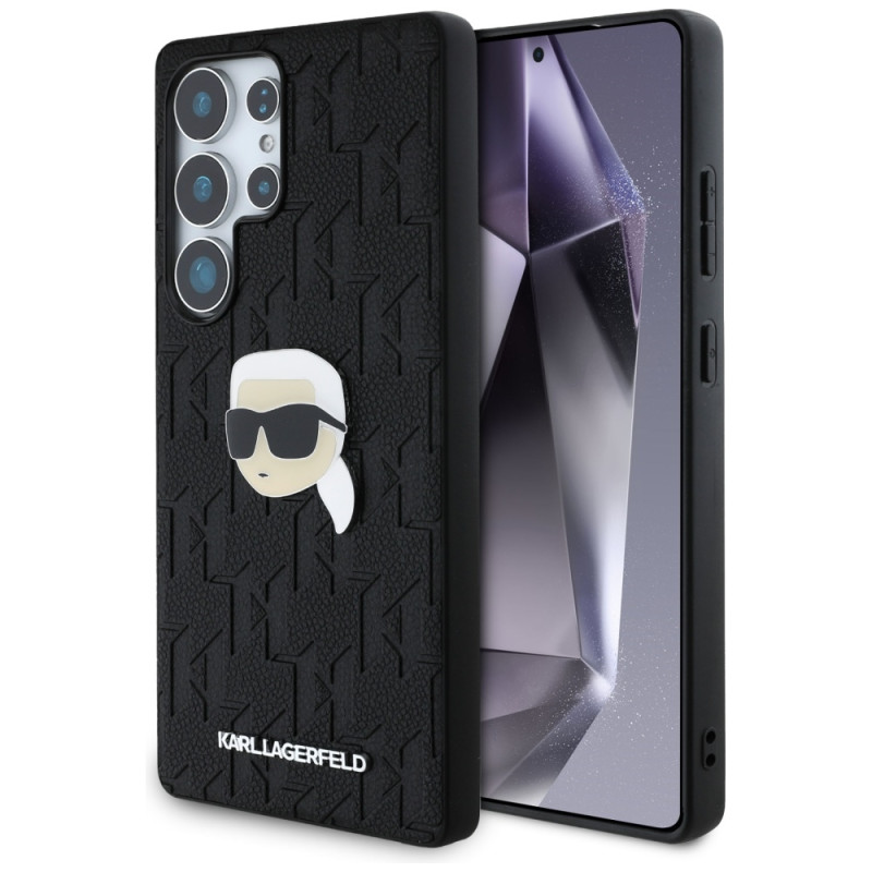 Karl Lagerfeld odinis monograminis segtukas su Karl Head logotipu, Samsung Galaxy S25 Ultra, juodas