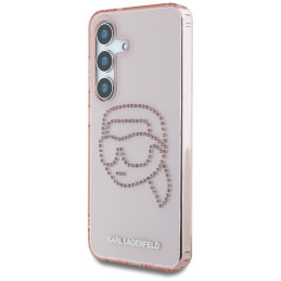 Karl Lagerfeld Rhinestones K. Head Logo Samsung Galaxy S25 dėklas rožinis