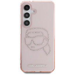 Karl Lagerfeld Rhinestones K. Head Logo Samsung Galaxy S25 dėklas rožinis