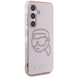 Karl Lagerfeld Rhinestones K. Head Logo Samsung Galaxy S25 dėklas rožinis
