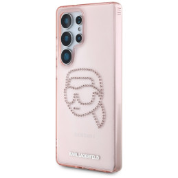 Karl Lagerfeld Rhinestones K. Head Logo Samsung Galaxy S25 Ultra dėklas rožinis