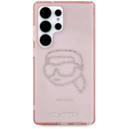 Karl Lagerfeld Rhinestones K. Head Logo Samsung Galaxy S25 Ultra dėklas rožinis