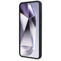 Karl Lagerfeld silikoninis dvigubų galvučių ir apskritimo formos MagSafe dėklas Samsung Galaxy S25, juodas